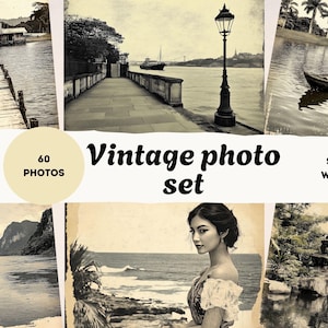 Vintage Photo Collection – 60 Faux Antique Portraits & Snapshots, Ephemera for Junk Journals, Collage, Scrapbooking