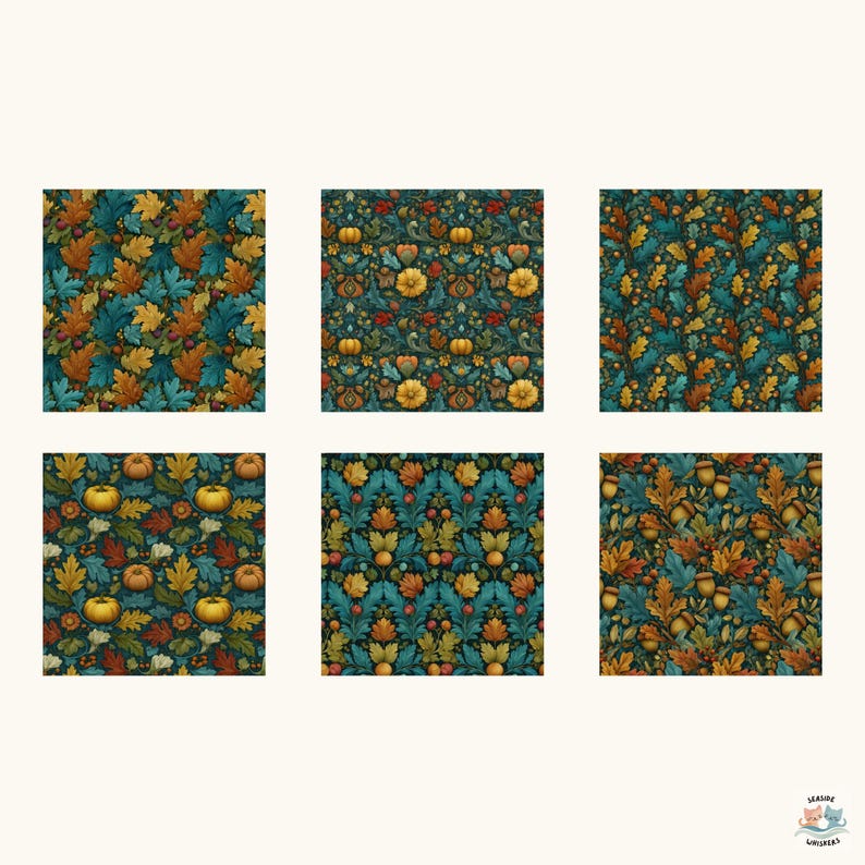Victorian Leaves Digital Paper Pack | Fall Scrapbook Backgrounds ...