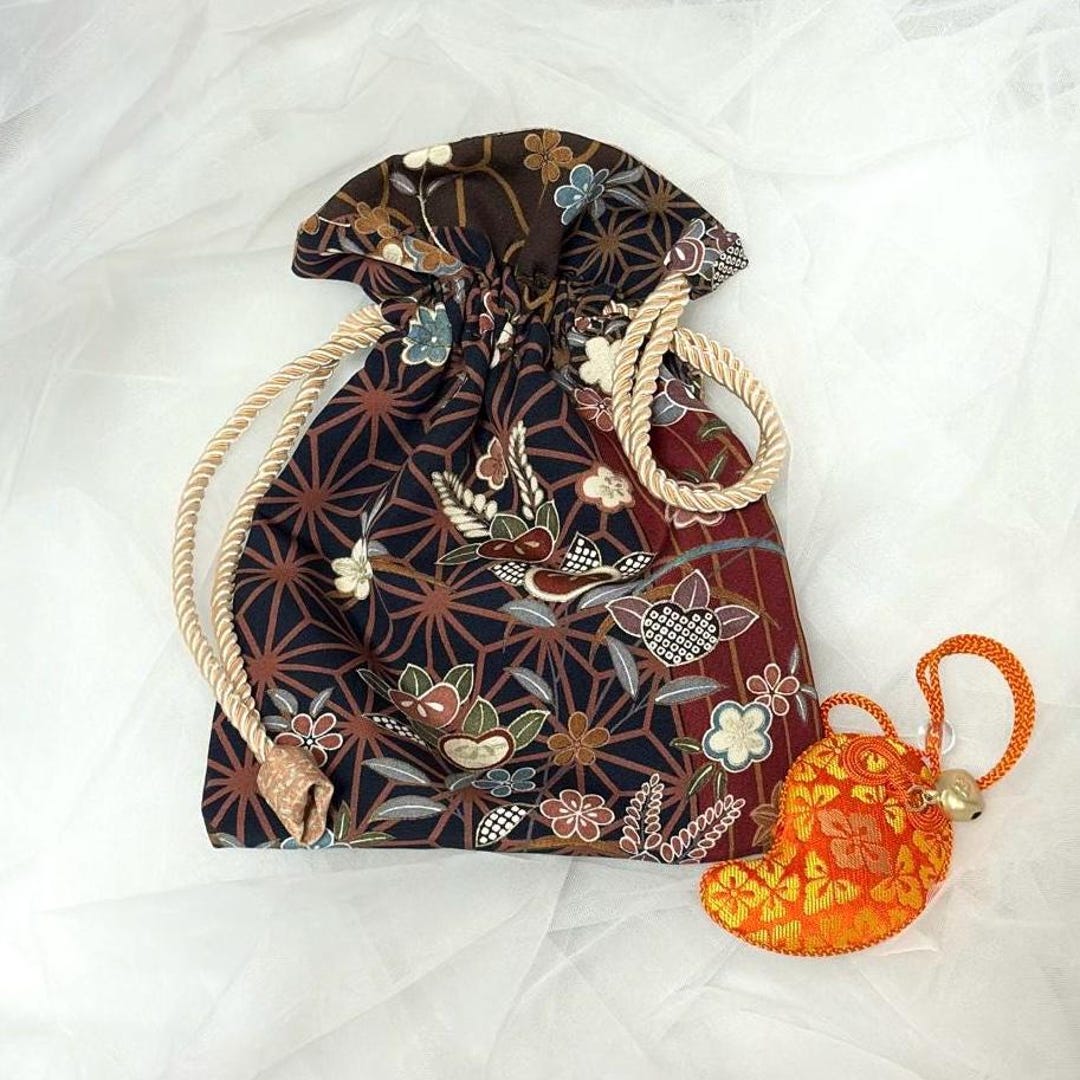 Japanese Pouch Design Calming Colors Reversible Kimono Pouch | Japanese Pattern Pouch - Etsy