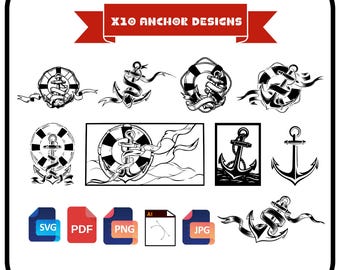 Anchor SVG Bundle: Nautical Vector Designs (Digital Download)