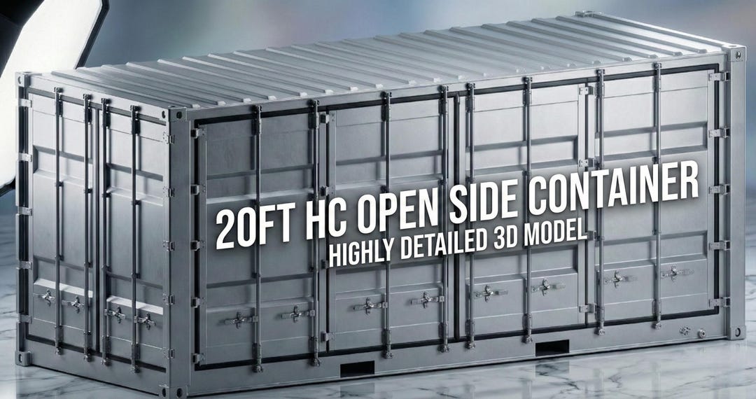 Highly Detailed 20ft Open Side Container 3D STEP Model - Etsy