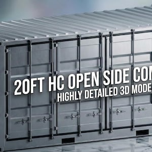Modello 3D STEP di un container aperto da 20 piedi altamente dettagliato