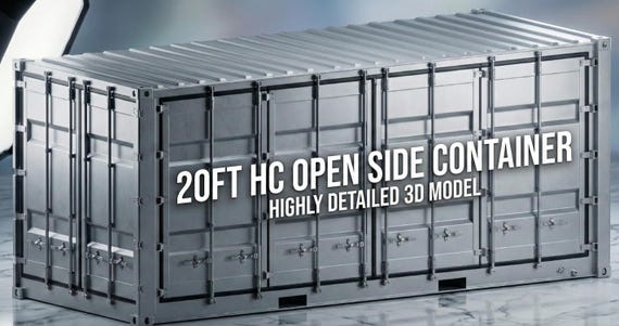 Highly Detailed 20ft Open Side Container 3D STEP Model - Etsy