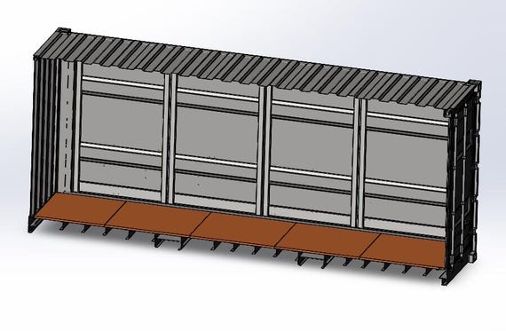 Highly Detailed 20ft Open Side Container 3D STEP Model - Etsy