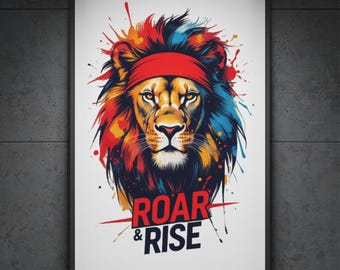 Roar & Rise Lion Print Design - High-Resolution PNG for T-Shirts and More