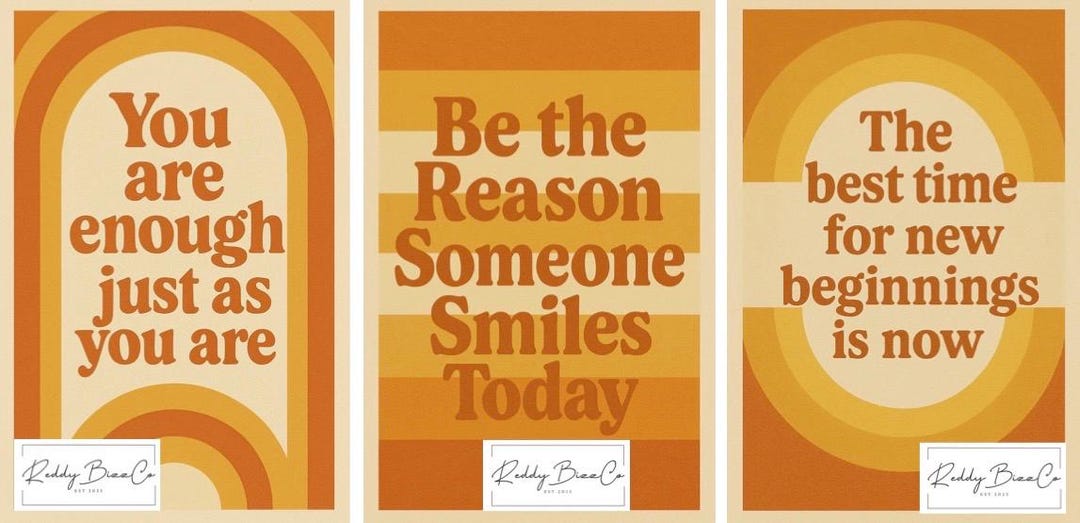 Retro Motivational Quote Wall Art Set | Vintage Printable Posters | Mid ...