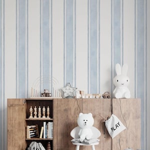 Carta da parati per bambini con linee di design blu, murale per bambini acquerello, carta da parati per bambini, carta da parati per scuole, carta da parati per camerette per bambini blu