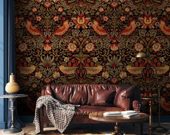 William Morris Eden Birds Wallpaper, Vintage Romantic Wall Mural, Peel and Stick