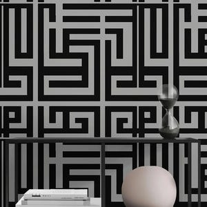 Black and Gray Shape Wallpaper, Peel and Stick Wallpaper, Stylish Wall Design, Black Wallpaper, Geometric Pattern Wallpaper