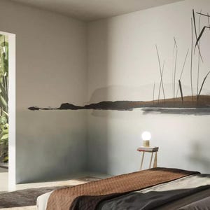 Pictorial Landscape Wallpaper, Tual Wallpaper, Nature Mural, Painting Wallpaper, Peel and Stick Calm Nature Themed Wallpaper in Cold Tones
