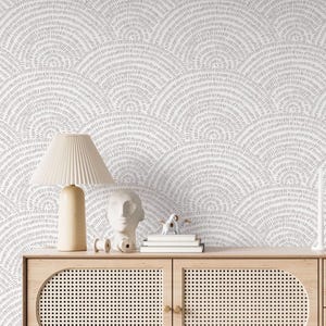 Modern Patterned Wallpaper, Peel and Stick Wallpaper, Bright Stylish Room Design, Striped Circles Wallpaper, Simple and Spacious Wall Art