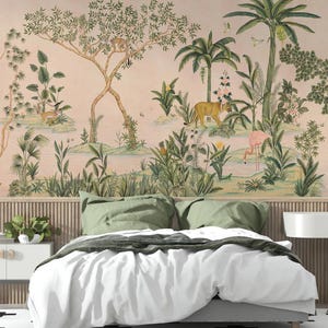Carta da parati Foresta tropicale con animali, carta da parati Piante tropicali, carta da parati Natura a tema Foreste pluviali, carta da parati Floreale con piante esotiche