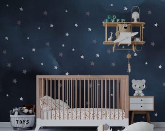Sky and Star Wallpaper, Peel and Stick Nursery Decor