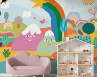 Colorful Dream World Wallpaper, Kids Nursery, Peel and Stick