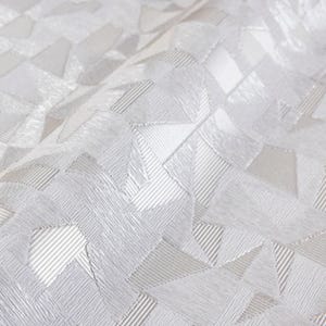 Luxe lichtbeige reliëfbehang met abstract geometrisch patroon, elegante Secret Shine-behang, elegant modern behang