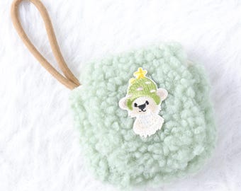 Handmade Plush AirPods Pouch | Cute Dog Patch | Protective Earbud Cover | Soft Plush Travel Pouch | Small Essentials Organizer