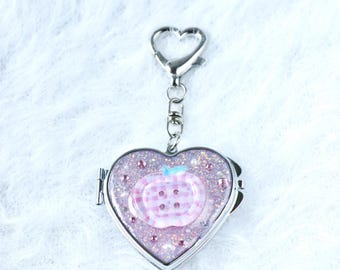 Kawaii Heart Mirror Keychain | Handmade Resin Glitter Charm