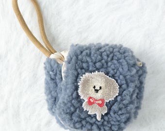 Handmade Plush AirPods Pouch | Cute Dog Patch | Protective Earbud Cover | Soft Plush Travel Pouch | Small Essentials Organizer