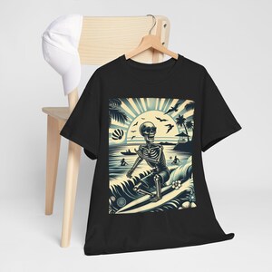 Surf Life Skeleton Tee, Vintage Surfing Shirt, Beach Vibes Unisex T-Shirt, Summer Graphic Tee, Retro Surfer Tee, Ocean Lover Gift, Skeleton