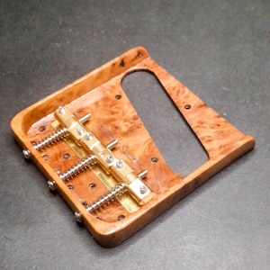 Hillbilly Guitars Telecaster Bridge Carbon Fiber & Stone Hopea wood Brass COMP Saddles