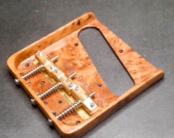 Hillbilly Guitars Telecaster Bridge Carbon Fiber & Stone Hopea wood Brass COMP Saddles