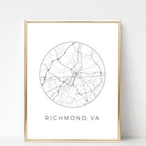 Richmond Virginia Map Printable RVA Art, Digital Black and White PRINTABLE Art, Instant Download Print, Modern Richmond Print Download