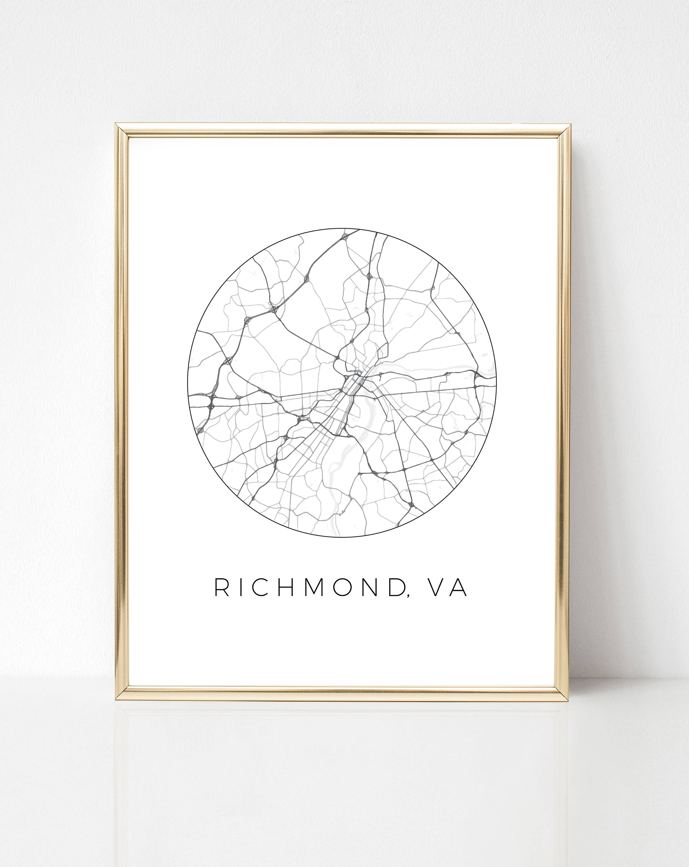 Richmond Virginia Map Printable RVA Art Digital Black and - Etsy
