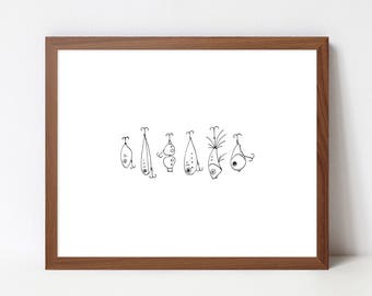 Fishing Lure Print, PRINTABLE Nursery Art, Instant Download Print, Printable Wall Art, Line Drawing Print, Modern Art, Fish Print