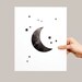 Moon and Stars Ink Texture Print Black and White PRINTABLE - Etsy
