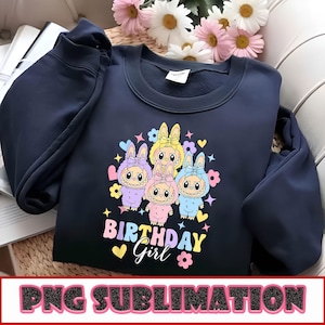 Kinderverjaardag png, meisjes kinderen tieners Labubu png, verjaardag schattige pop voor kinderen meisjes png, monsterverjaardag png, stripfiguurontwerp