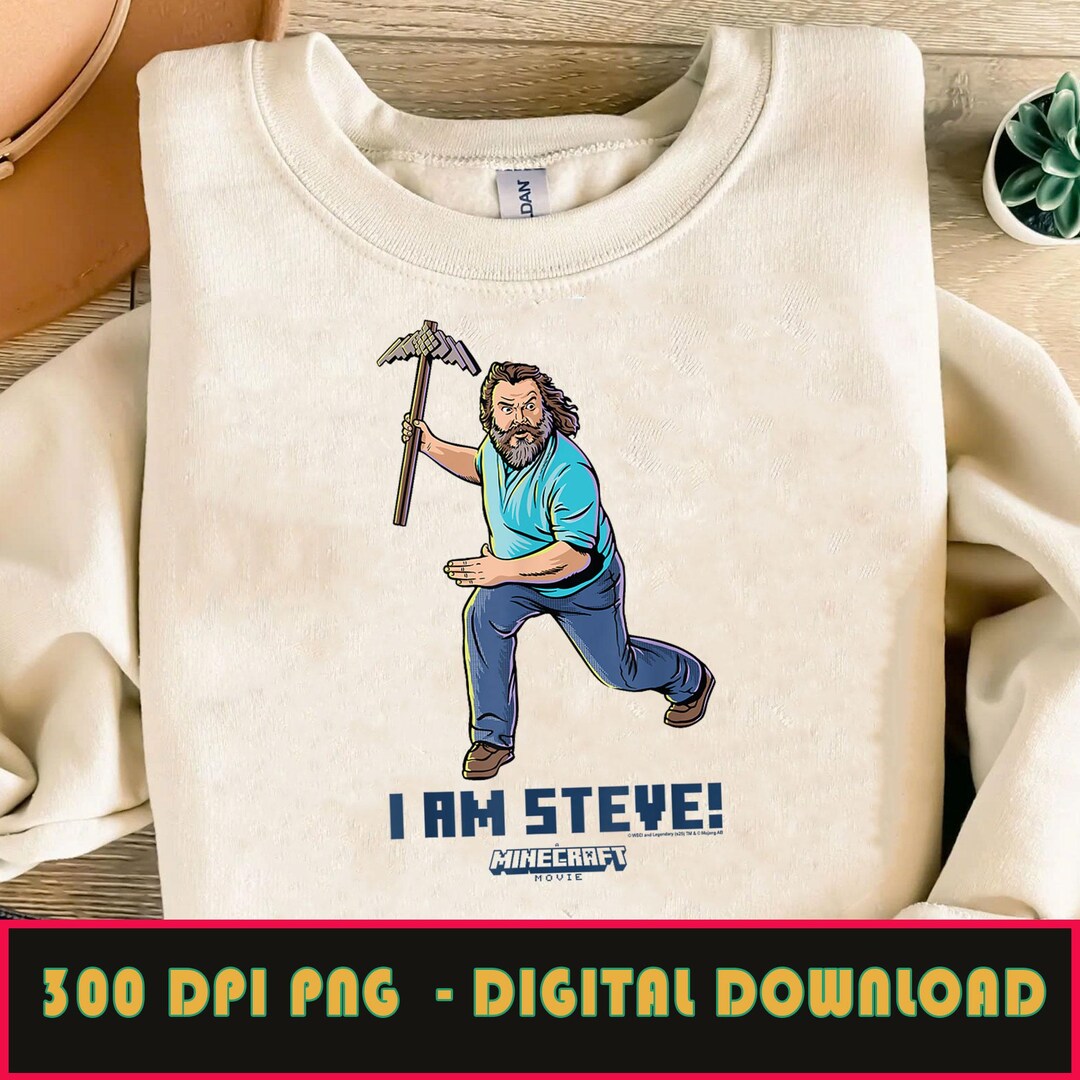 A Minecraft Movie I Am Steve Wielding Stone Pickaxe PNG, Game ...