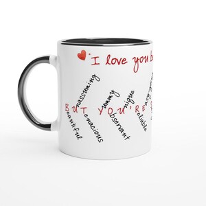 Funny Love Mug "Love You But You're Still a Knob" Coffee Cup Gift for Him & Her, Cute Humorous Drinkware, Unique Present Idea