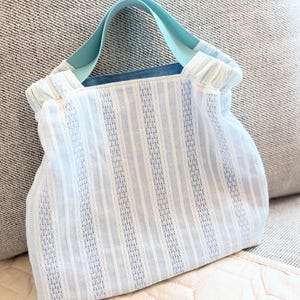 Striped Cotton Lacey Foldable Reusable Bag M
