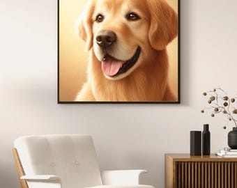 Indywidualny portret psa | Portret zwierzaka ze zdjęcia | Spersonalizowana sztuka golden retrievera | Cyfrowe dzieło sztuki przedstawiające zwierzęta | Indywidualny prezent dla zwierzaka | Dekoracje dla miłośników psów