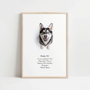 Husky 101 Printable Wall Art, Digital Illustration, Dog Décor, Pet Art, Instant Download