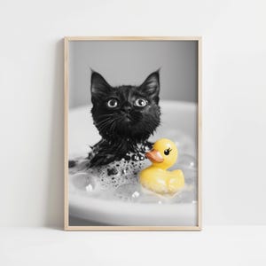 Bathroom Animal Digital Print, Bathroom Wall Art, Funny Bathroom Décor, Animal Bathtub Print, Bathrobe Animal, Cat Bathroom Art