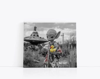Bathroom Alien Digital Print, Bathroom Wall Art, Funny Bathroom Décor, Bathrobe Alien Decor, Aliens Humour, Alien Digital Print, Space Print