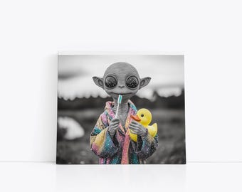 Bathroom Alien Digital Prints, Bathroom Wall Art, Funny Bathroom Décor, Bathrobe Aliens Decor, Aliens Humour, Aliens Digital Print
