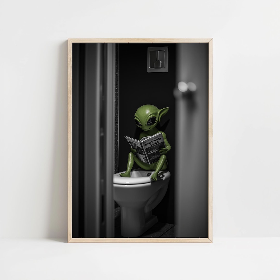 Bathroom Alien Digital Print, Bathroom Wall Art, Funny Bathroom Décor ...