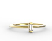 Diamond Baguette Engagement Ring .06 Carat Diamond with Yellow Gold Conflict Free
