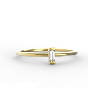 Diamond Baguette Engagement Ring .06 Carat Diamond with Yellow Gold Conflict Free
