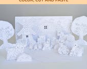 Printable Farm Animals Diorama Craft | 3D Farm Playset | Color Cut & Paste | Classroom Activity | Homeschool Art Project | Coloring Pages