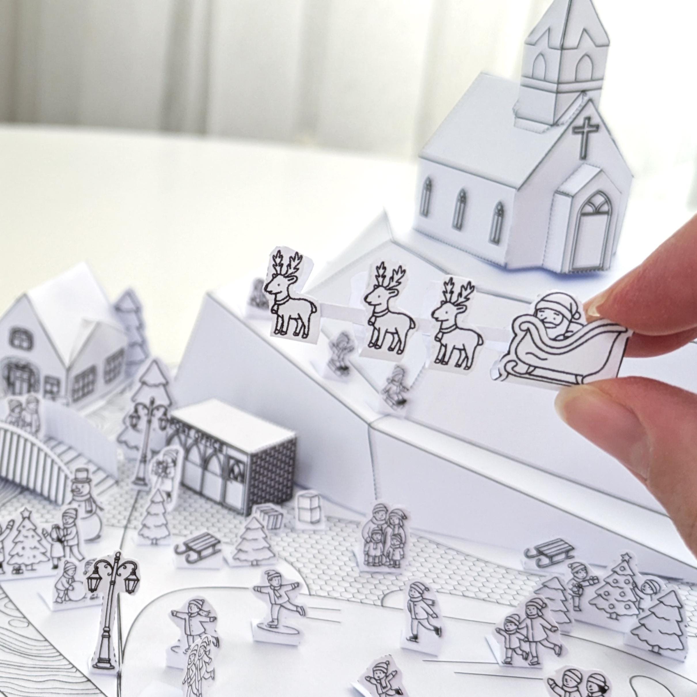 Vila de Papel de Natal para Imprimir | Artesanato de Natal DIY para ...