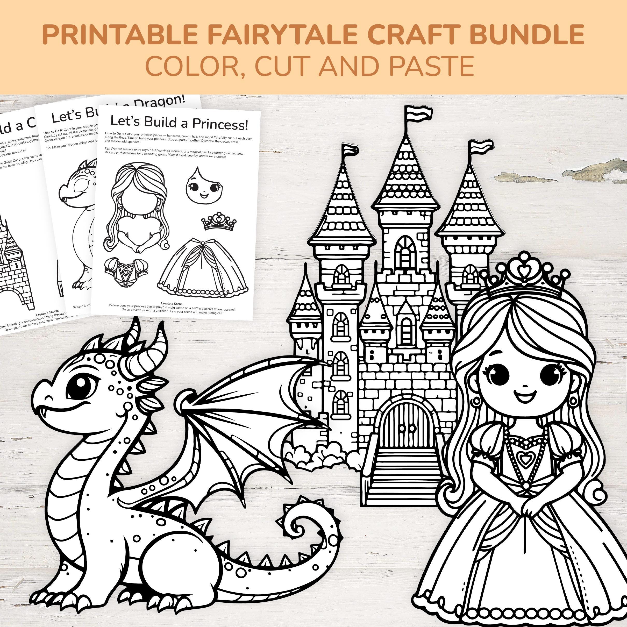 Fairytale Craft Bundle Princess, Dragon and Castle Printable Set…