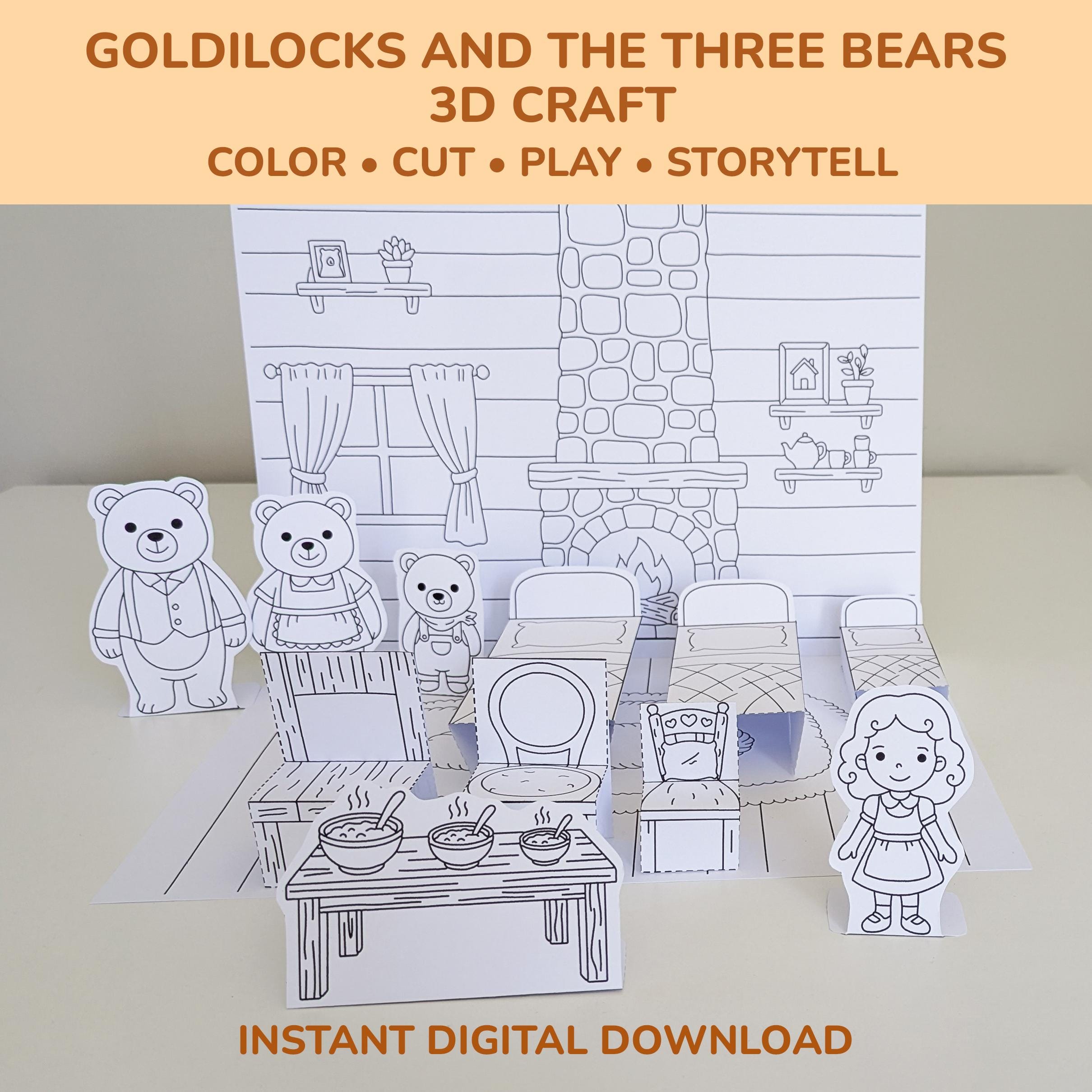 38 Un-BEAR-lievable Crafts: Engaging and Easy DIY Projects for Kids 2 Goldilocks and the Three Bears Craft Printable 3D Fairy Tale Diorama…