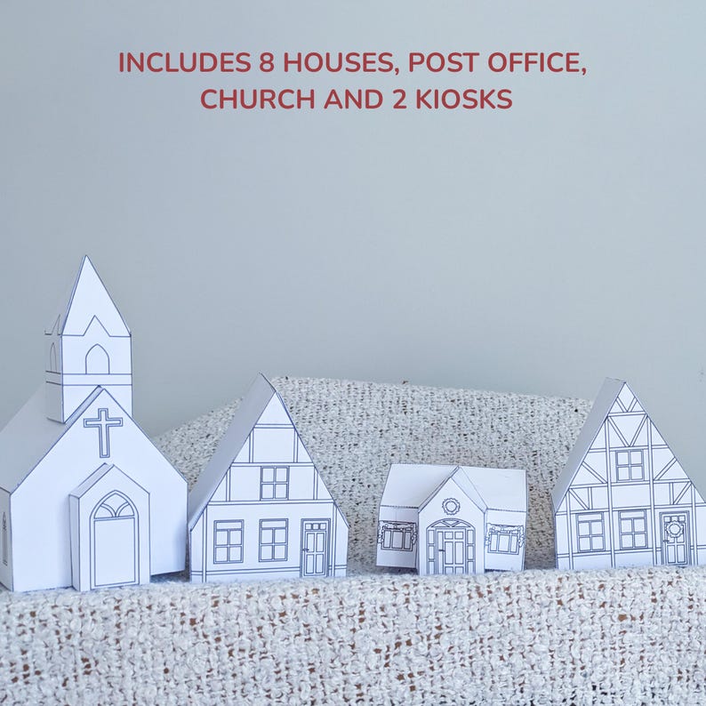 Printable Christmas Village Houses DIY Paper Christmas Town 8