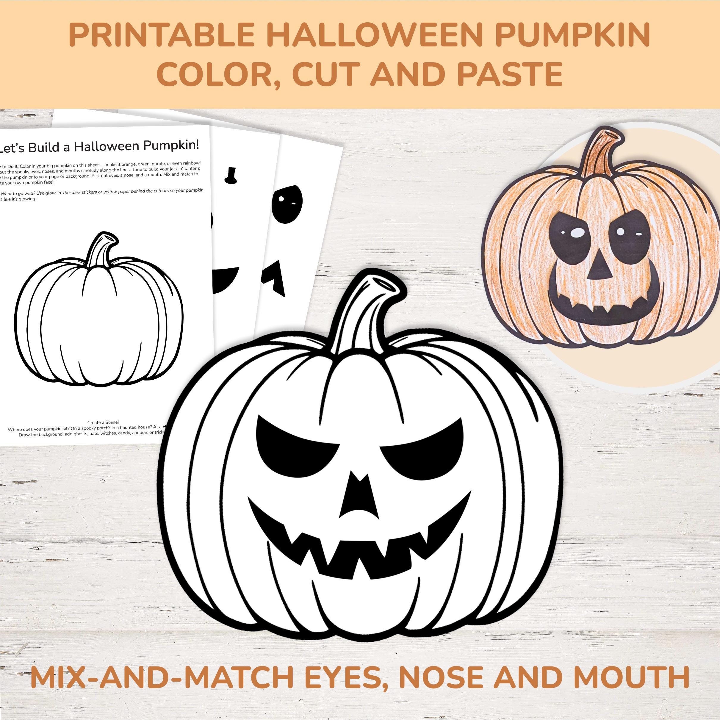 Printable Halloween Pumpkin Craft – Mix and Match Jack-o'-lantern Faces |  Cut, Color \u0026 Paste Kids Activity | DIY Halloween Craft PDF - Etsy, image size:2420x2420