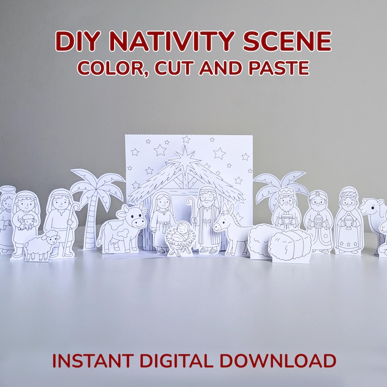 Printable Nativity Scene | Paper Dolls Cut Outs | Christmas Manger ...