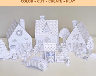 Castillo De Cuento De Hadas De Cartón Para Colorear – Juego Montessori 100% Ecológico Y Reciclable – Construye, Colorea Y Juega Sin Pegamento Ni Tijeras
