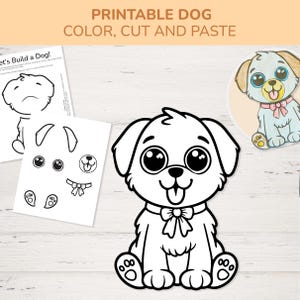 Dog Craft Printable for Kids | Cut and Paste Puppy Coloring Activity | Build a Dog Paper Craft | Preschool